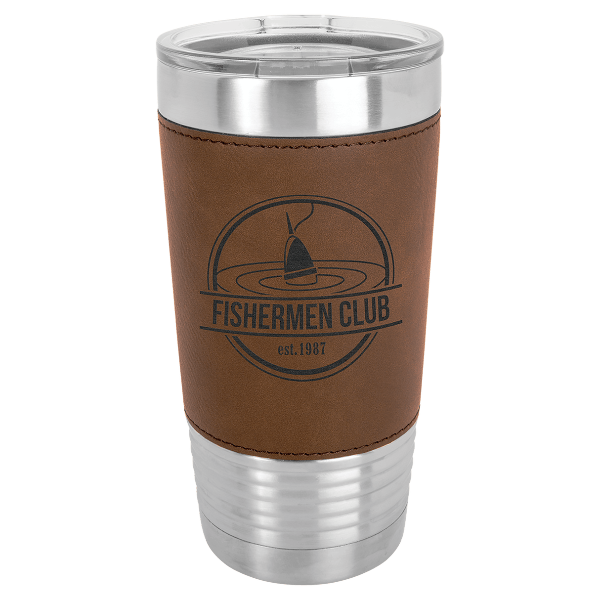 Dark Brown Polar Camel 20 oz. Laserable Leatherette Tumbler with Clear Lid