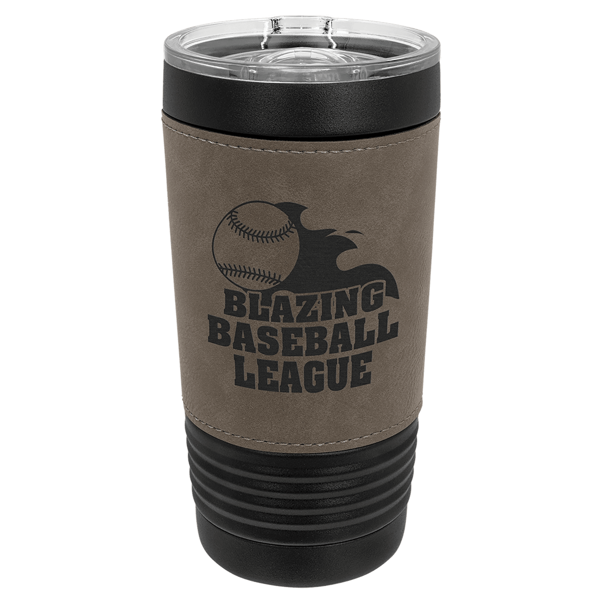 Black Gray Polar Camel 20 oz. Leatherette Tumbler with Slider Lid
