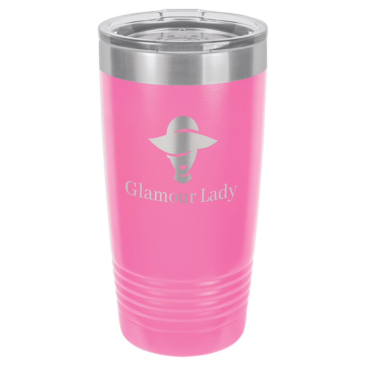 Polar Camel 20 oz. Pink Ringneck Tumbler with Clear Lid