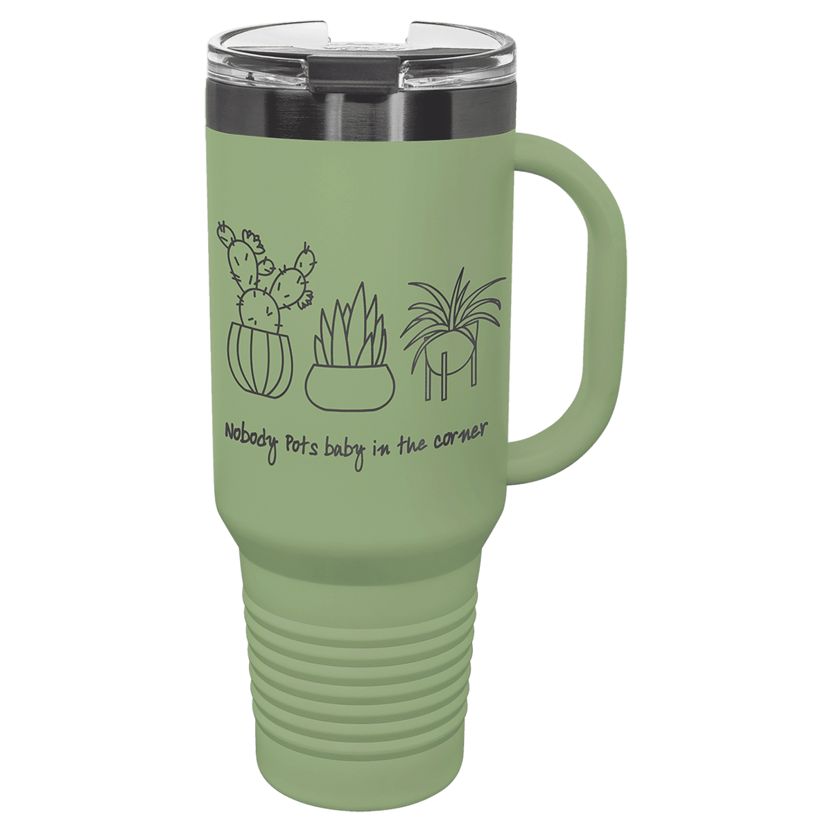 Sage/Ghost Black Polar Camel 40 oz. Summer Travel Mug with Handle & Straw
