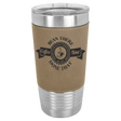 Light Brown Polar Camel 20 oz. Laserable Leatherette Tumbler with Clear Lid