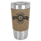 Light Brown Polar Camel 20 oz. Laserable Leatherette Tumbler with Clear Lid
