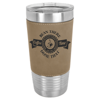 Light Brown Polar Camel 20 oz. Laserable Leatherette Tumbler with Clear Lid