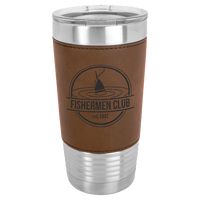 Dark Brown Polar Camel 20 oz. Laserable Leatherette Tumbler with Clear Lid