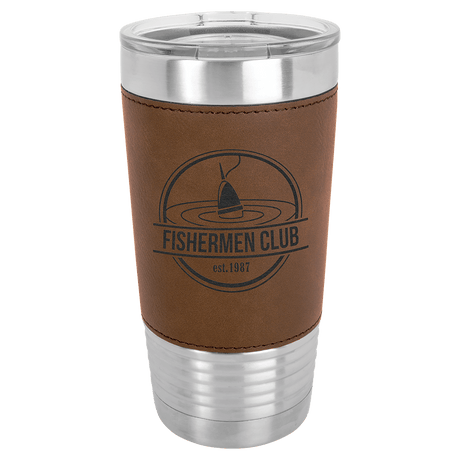 Dark Brown Polar Camel 20 oz. Laserable Leatherette Tumbler with Clear Lid