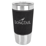 Black/Silver Polar Camel 20 oz. Laserable Leatherette Tumbler with Clear Lid