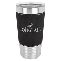 Black/Silver Polar Camel 20 oz. Laserable Leatherette Tumbler with Clear Lid