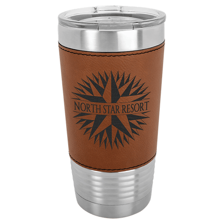 Rawhide Polar Camel 20 oz. Laserable Leatherette Tumbler with Clear Lid