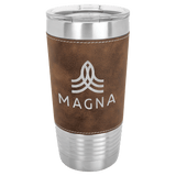 Rustic/Silver Polar Camel 20 oz. Laserable Leatherette Tumbler with Clear Lid