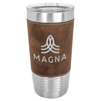 Rustic/Silver Polar Camel 20 oz. Laserable Leatherette Tumbler with Clear Lid