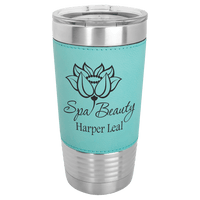 Teal Polar Camel 20 oz. Laserable Leatherette Tumbler with Clear Lid