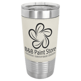 White Black Polar Camel 20 oz. Laserable Leatherette Tumbler with Clear Lid