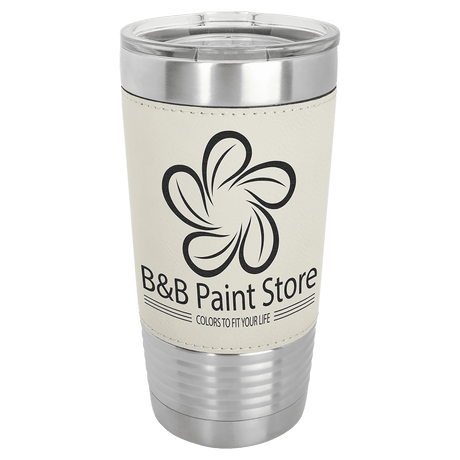 White Black Polar Camel 20 oz. Laserable Leatherette Tumbler with Clear Lid