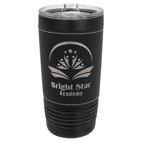 Black Black Silver Polar Camel 20 oz. Leatherette Tumbler with Slider Lid