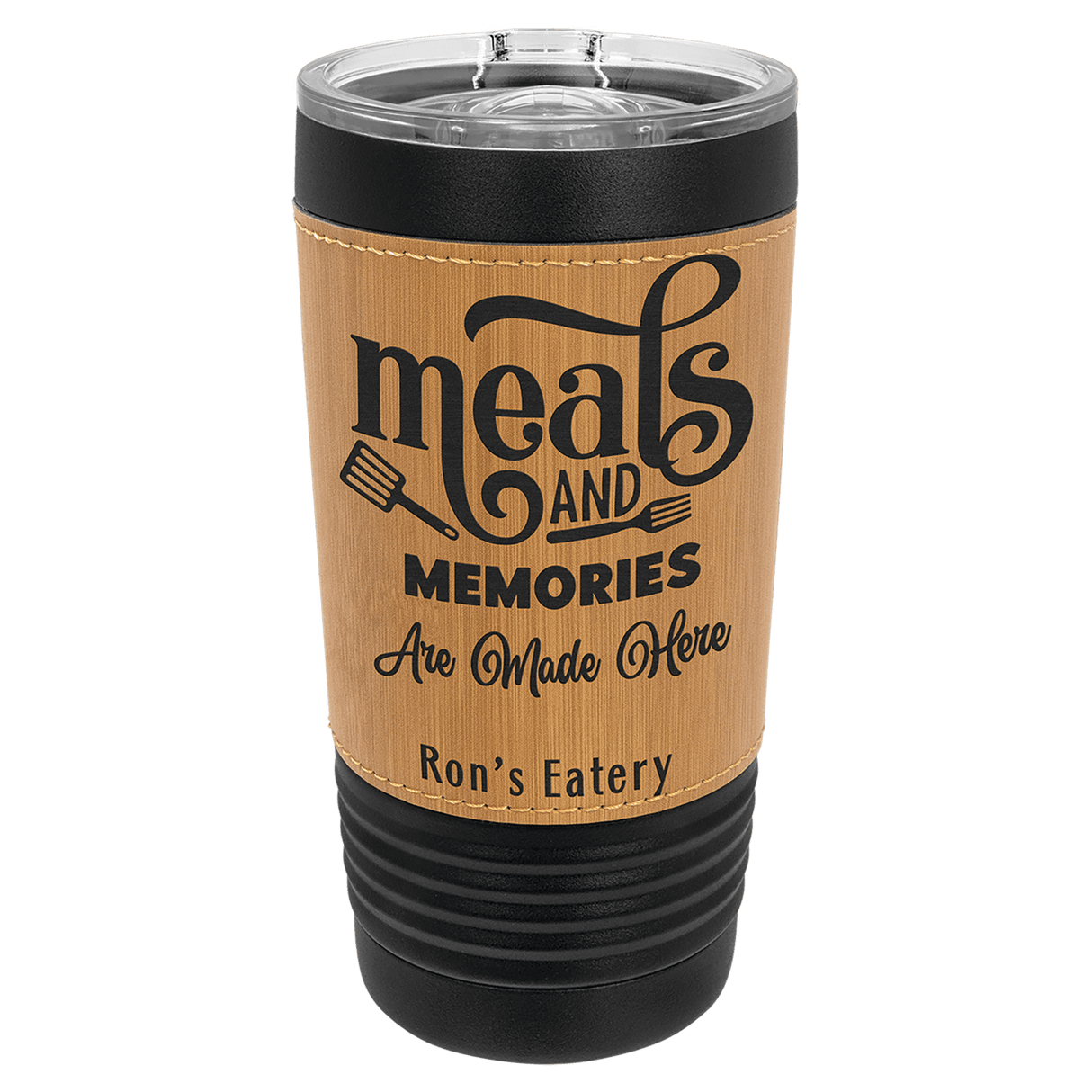 Black Bamboo Polar Camel 20 oz. Leatherette Tumbler with Slider Lid