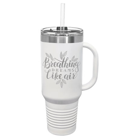 White Polar Camel 40 oz. Travel Mug with Snap Lid & Straw