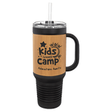 Black Bamboo Polar Camel 40 oz. Laserable Leatherette Travel Mug with a Handle & Straw
