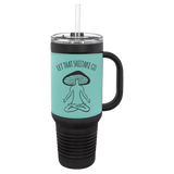 Black Teal Polar Camel 40 oz. Laserable Leatherette Travel Mug with a Handle & Straw