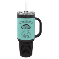 Black Teal Polar Camel 40 oz. Laserable Leatherette Travel Mug with a Handle & Straw