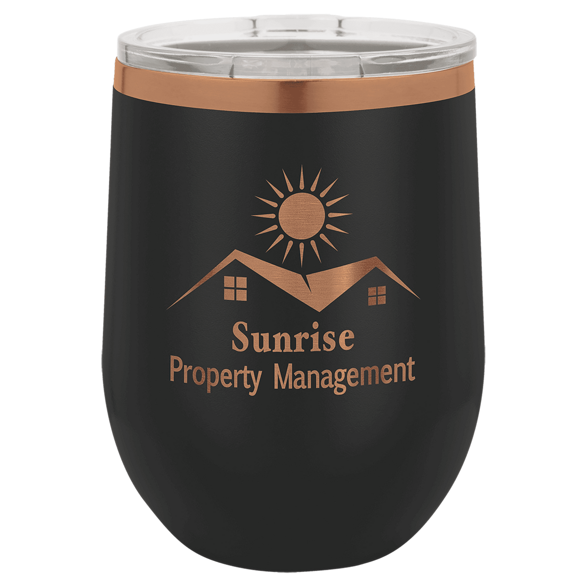 Black Rose Gold Polar Camel 12 oz. Stemless Wine Tumbler
