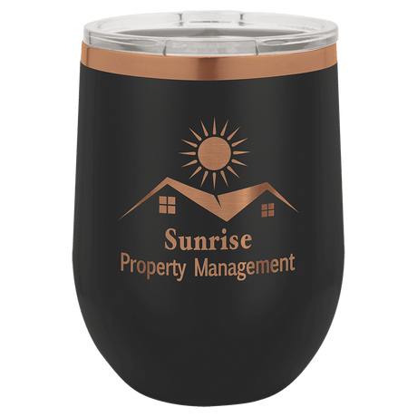 Black Rose Gold Polar Camel 12 oz. Stemless Wine Tumbler