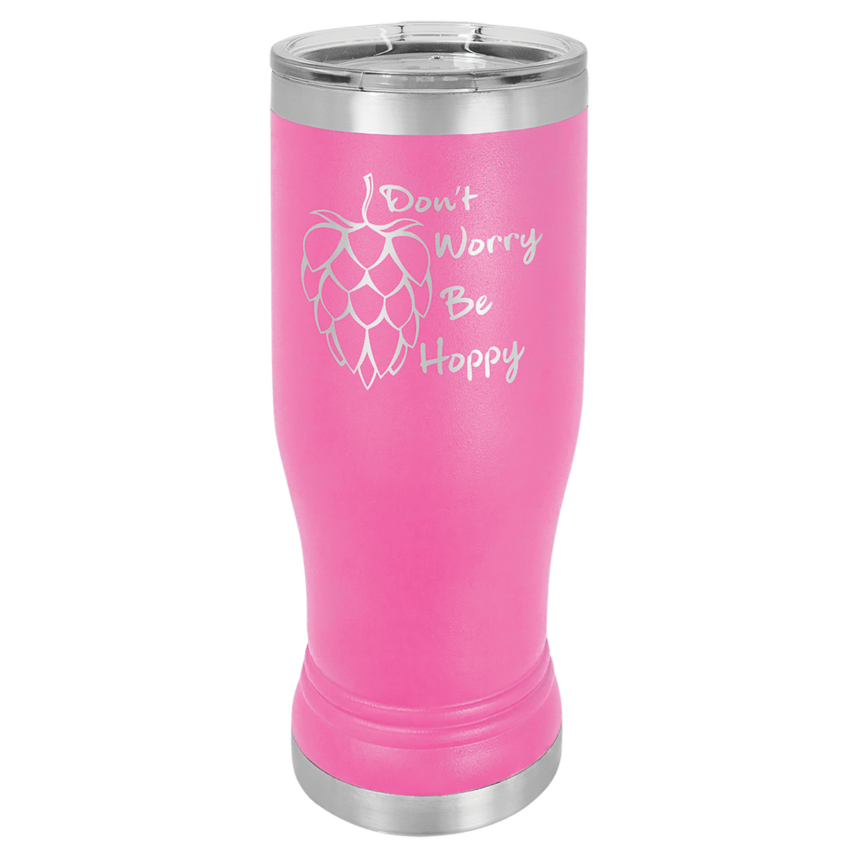 Pink 14 oz. Polar Camel Pilsner with Clear Lid