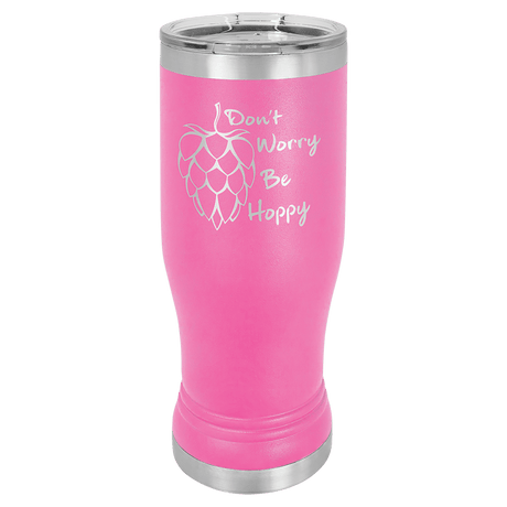 Pink 14 oz. Polar Camel Pilsner with Clear Lid