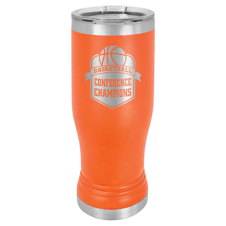 Orange 14 oz. Polar Camel Pilsner with Clear Lid