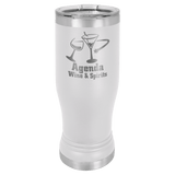 White 14 oz. Polar Camel Pilsner with Clear Lid