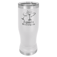 White 14 oz. Polar Camel Pilsner with Clear Lid