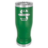 Green 14 oz. Polar Camel Pilsner with Clear Lid